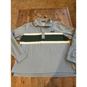 L.L. Bean Men’s Vintage Soft Rugby Stripe Shirt Size XL Blue Green Preppy EUC